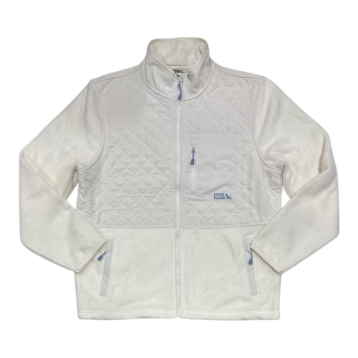 Eddie Bauer Women's Zip Up Mixed Media Polar Fleece Jacket w/ Pockets
