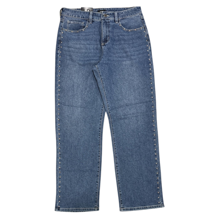 Express Women's 5 Pocket Mid Rise Embellished Straight Leg Jean