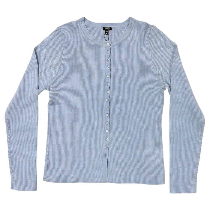Express Women's Lightweight Slim Fit Ribbed Button-Up Sweater