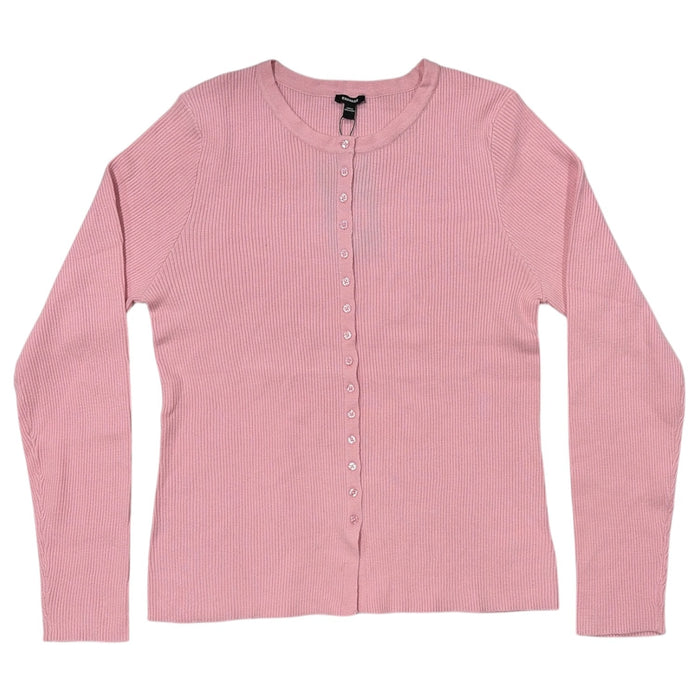Express Women's Lightweight Slim Fit Ribbed Button-Up Sweater