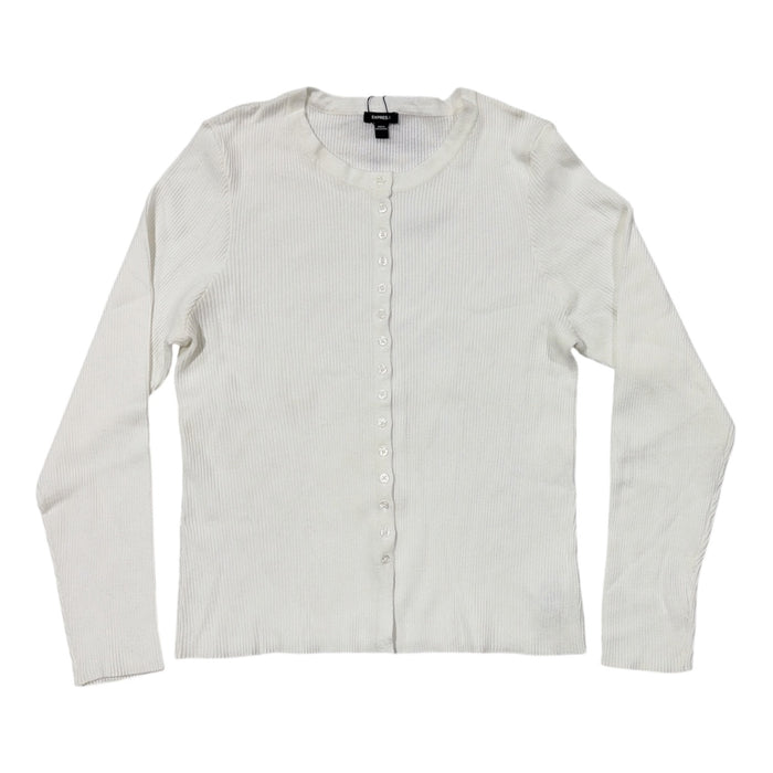 Express Women's Lightweight Slim Fit Ribbed Button-Up Sweater
