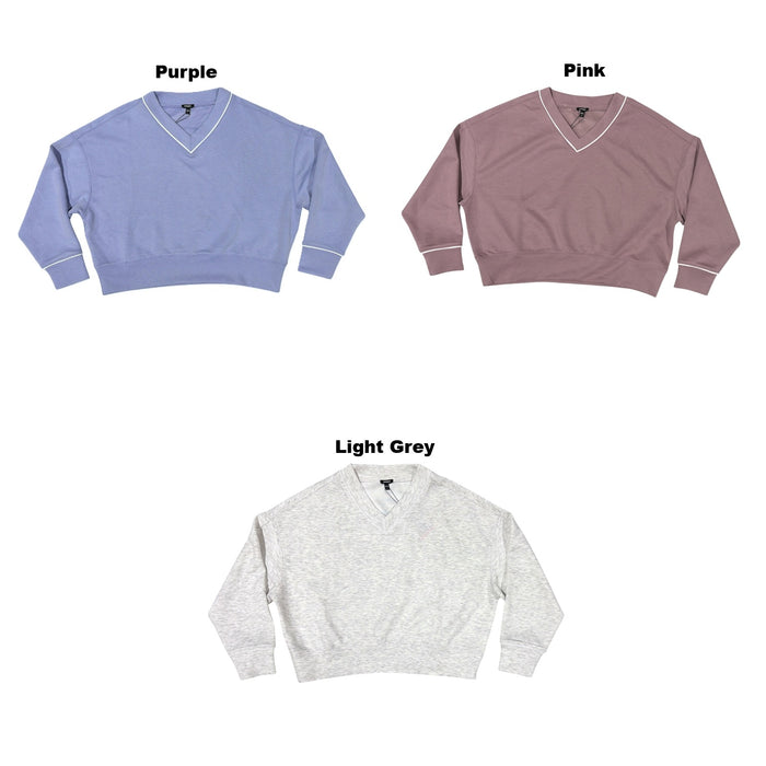 Express Women's Soft Double Knit Losse Fit V-Neck Pullover Sweatshirt