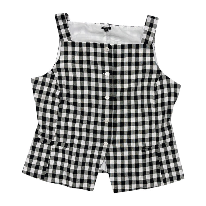 Express Women's Lightweight Slim Fit Linen Blend Button-Up Tank Top