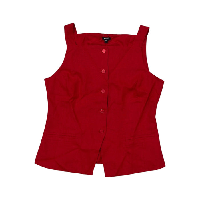 Express Women's Lightweight Slim Fit Linen Blend Button-Up Tank Top