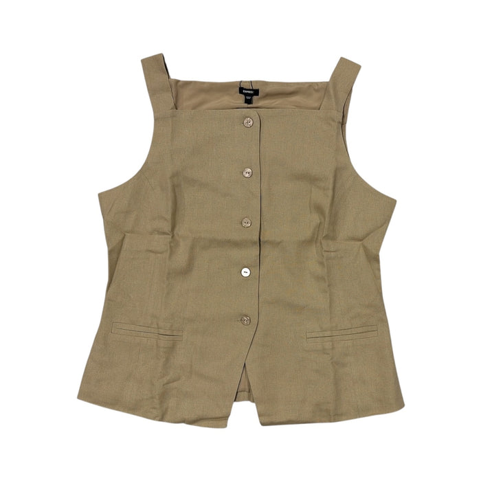Express Women's Lightweight Slim Fit Linen Blend Button-Up Tank Top