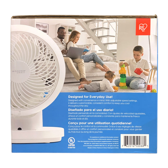 Woozoo 360 Degree Quiet Operation Oscillating Personal Fan, White