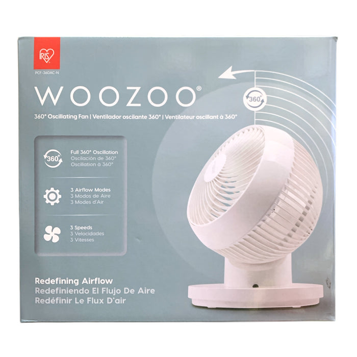 Woozoo 360 Degree Quiet Operation Oscillating Personal Fan, White
