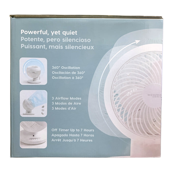 Woozoo 360 Degree Quiet Operation Oscillating Personal Fan, White