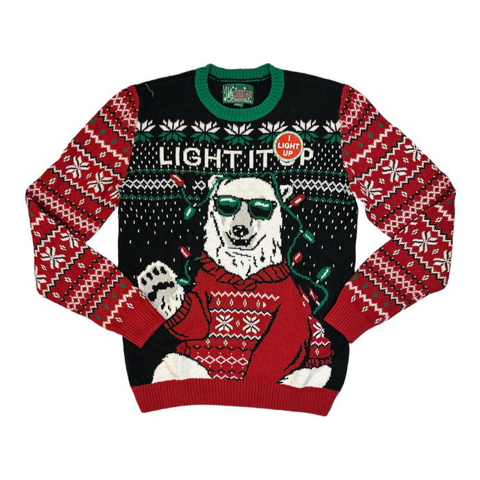 Ugly Christmas Sweater Unisex Adult Crewneck Light-Up Polar Bear Sweater