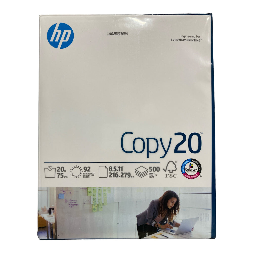 HP Copy20 Printer Paper 20lb 8.5x11 92 Bright 500 Sheets