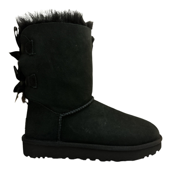 *No Box* UGG Women's Bailey Bow II Slip On Sheepskin Mid-Calf Boot (Black, 6)