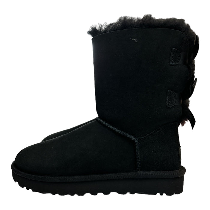 *No Box* UGG Women's Bailey Bow II Slip On Sheepskin Mid-Calf Boot (Black, 6)