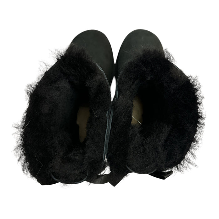 *No Box* UGG Women's Bailey Bow II Slip On Sheepskin Mid-Calf Boot (Black, 6)