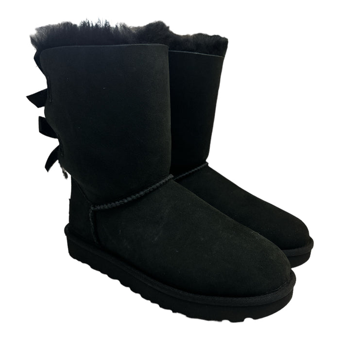*No Box* UGG Women's Bailey Bow II Slip On Sheepskin Mid-Calf Boot (Black, 6)