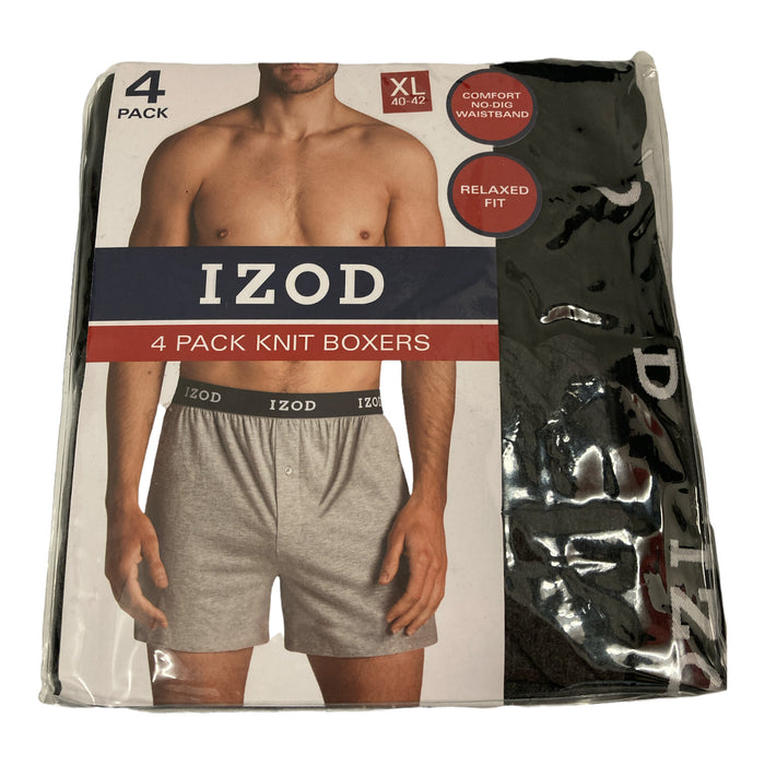 IZOD Men's 4 Pack Tag Free Soft No-Dig Waistband Comfort Knit Boxers