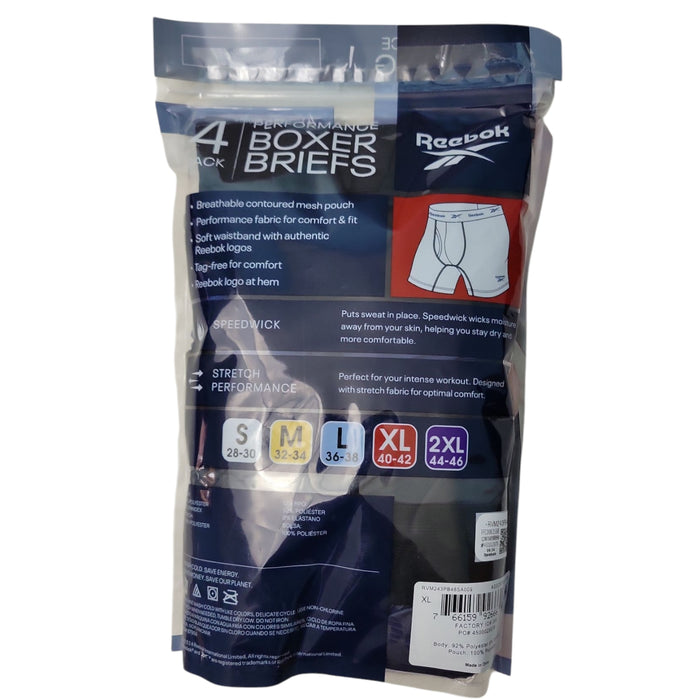 Reebok Men's 4-Pack Performance Boxer 6" Inseam Brief