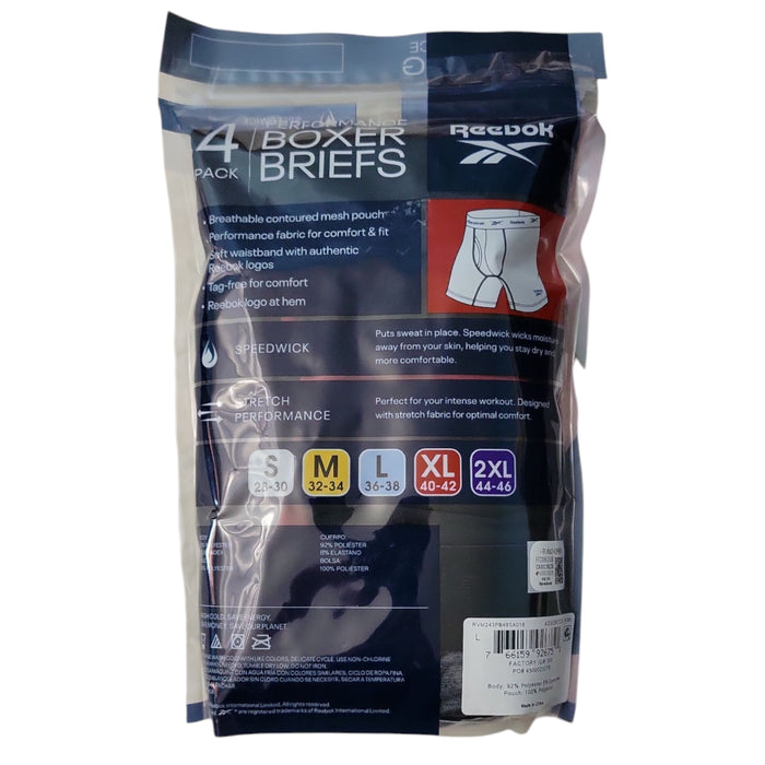 Reebok Men's 4-Pack Performance Boxer 6" Inseam Brief