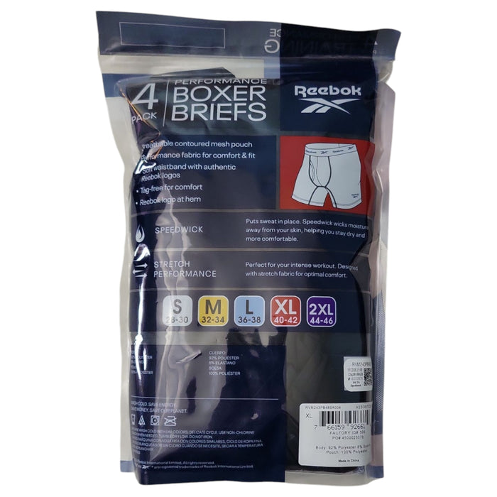 Reebok Men's 4-Pack Performance Boxer 6" Inseam Brief