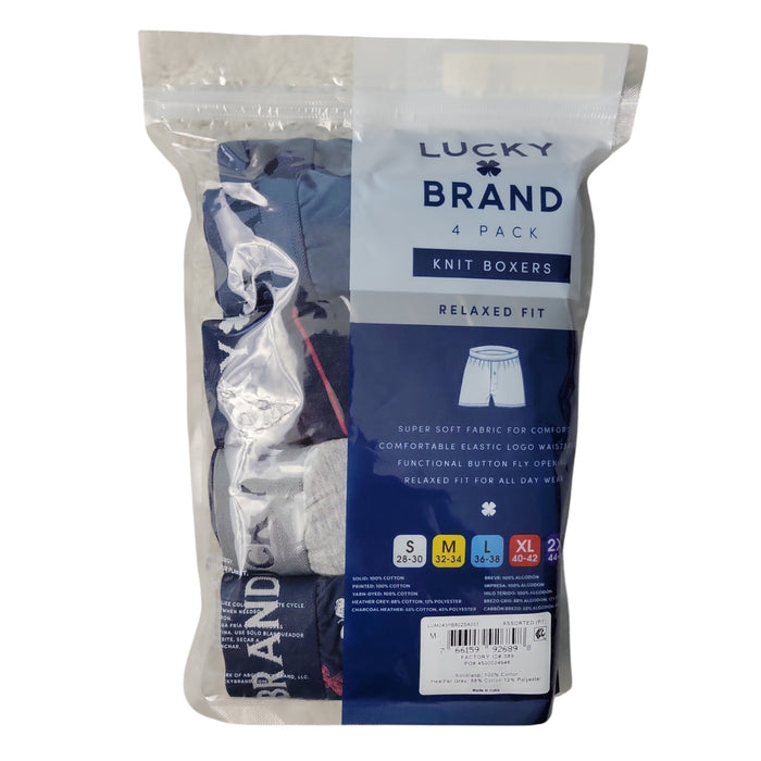 Lucky Brand Men's 4-Pack Button Through Fly Knit Boxer