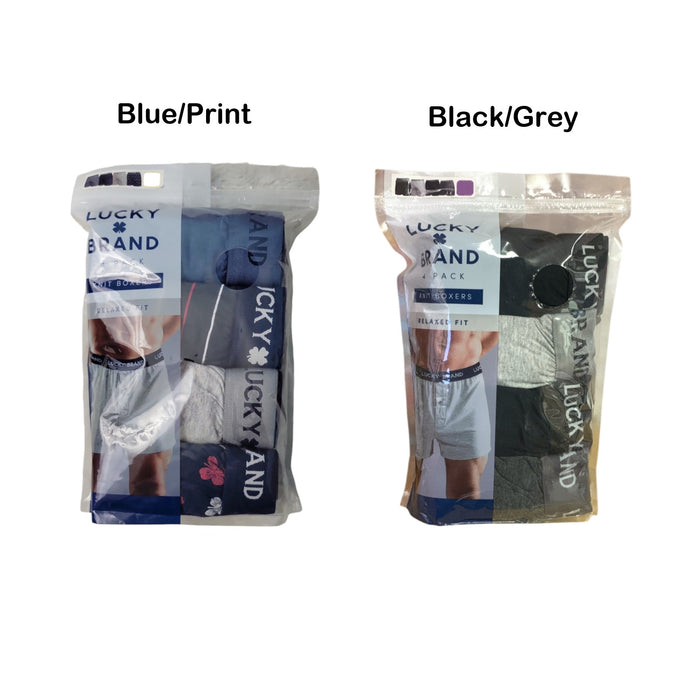 Lucky Brand Men's 4-Pack Button Through Fly Knit Boxer