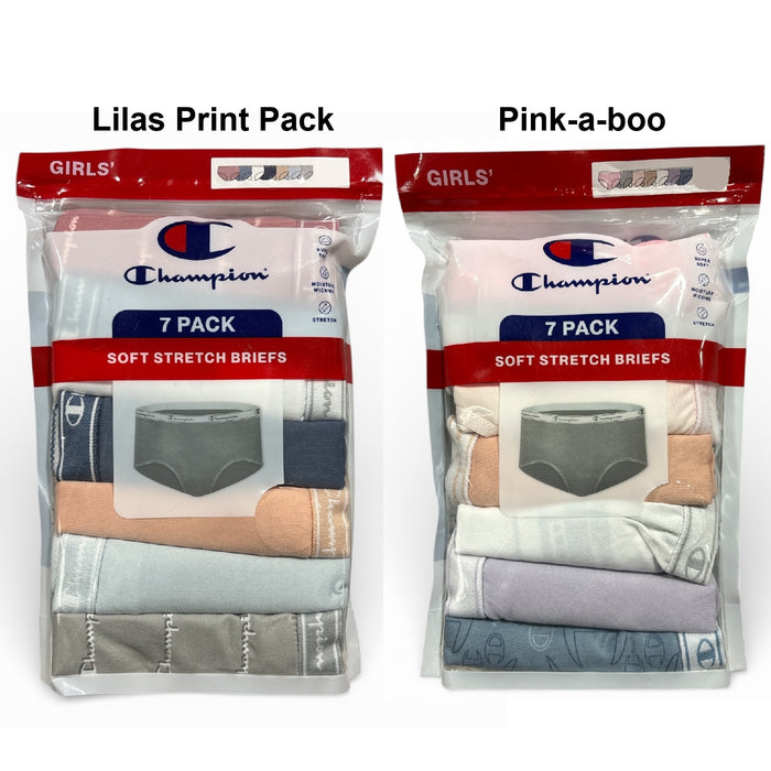 Champion Youth Girl's Super Soft Comfort Fit Stretch Briefs, 7 Pack