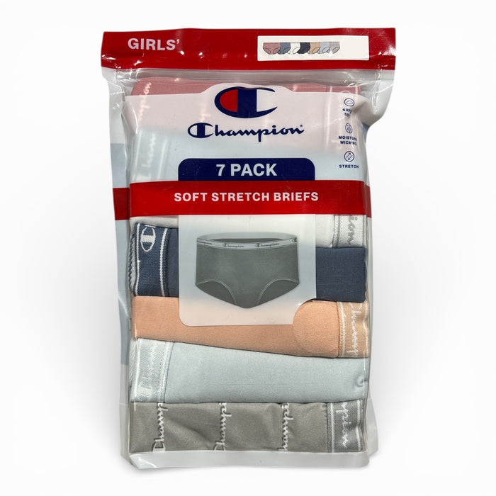 Champion Youth Girl's Super Soft Comfort Fit Stretch Briefs, 7 Pack