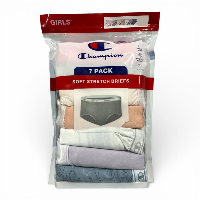 Champion Youth Girl's Super Soft Comfort Fit Stretch Briefs, 7 Pack
