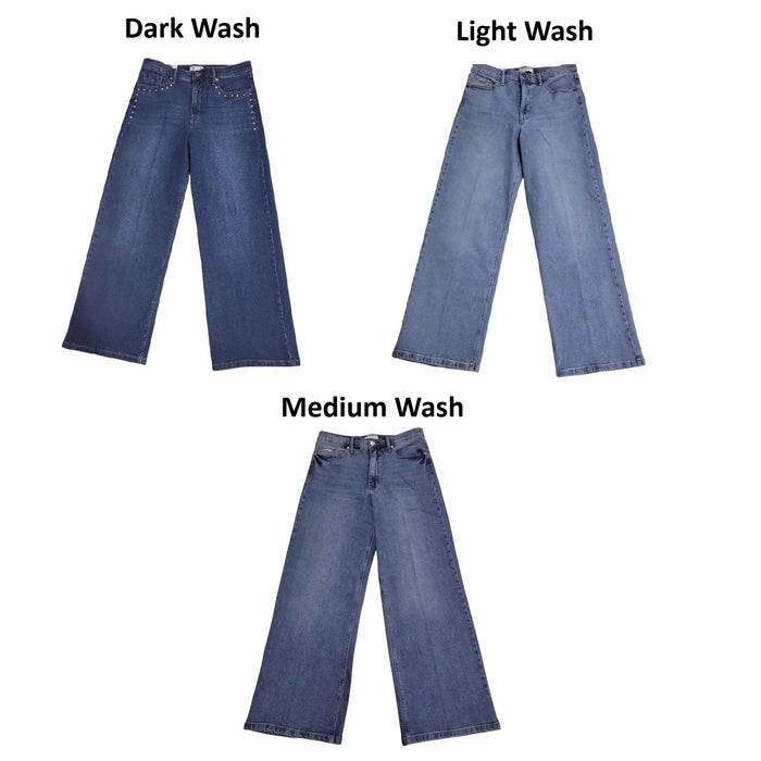 Nine West Women's High Rise Heavyweight Pockets Wide Leg Jeans