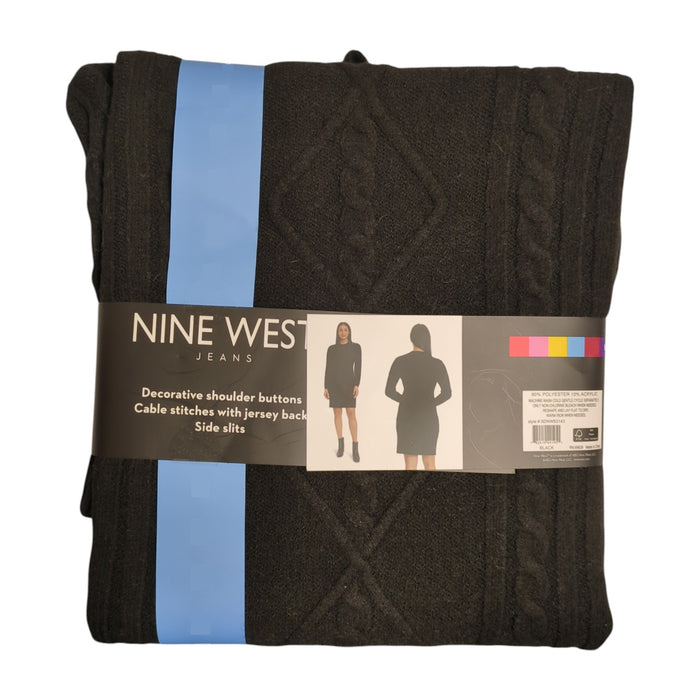 Nine West Women's Midweight Regular Fit Cable Knit Mini Sweater Dress, Plus Size