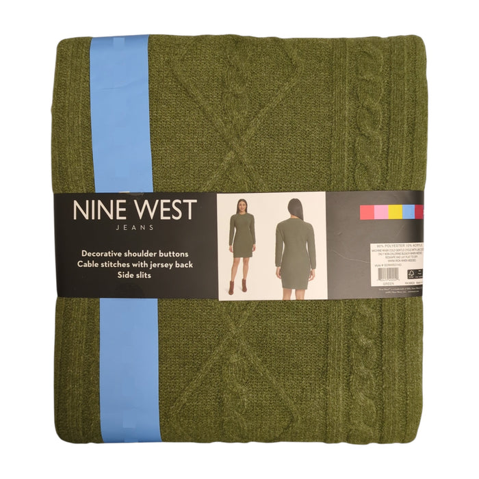 Nine West Women's Midweight Regular Fit Cable Knit Mini Sweater Dress