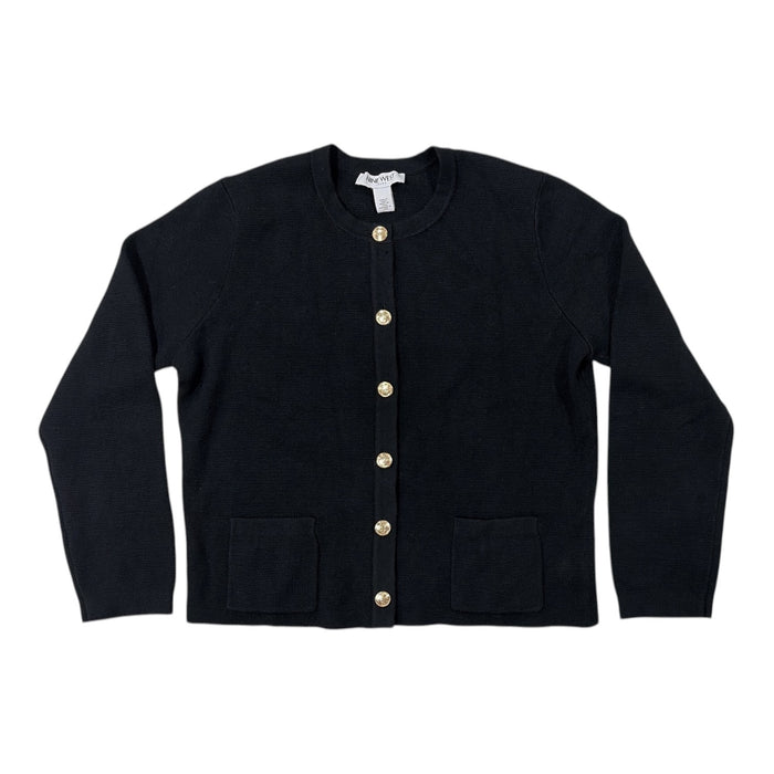 Nine West Women's Classic Fit Midweight Stretch Knit Cropped Cardigan Sweater