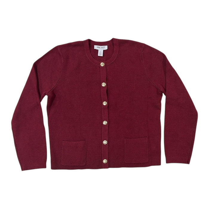 Nine West Women's Classic Fit Midweight Stretch Knit Cropped Cardigan Sweater