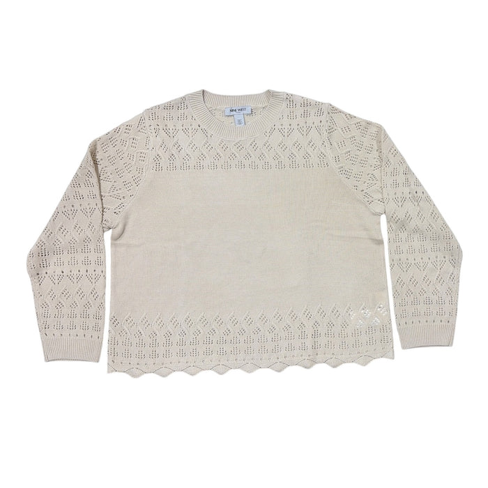 Nine West Women's Regular Fit Lightweight Crew Neck Pointelle Sweater