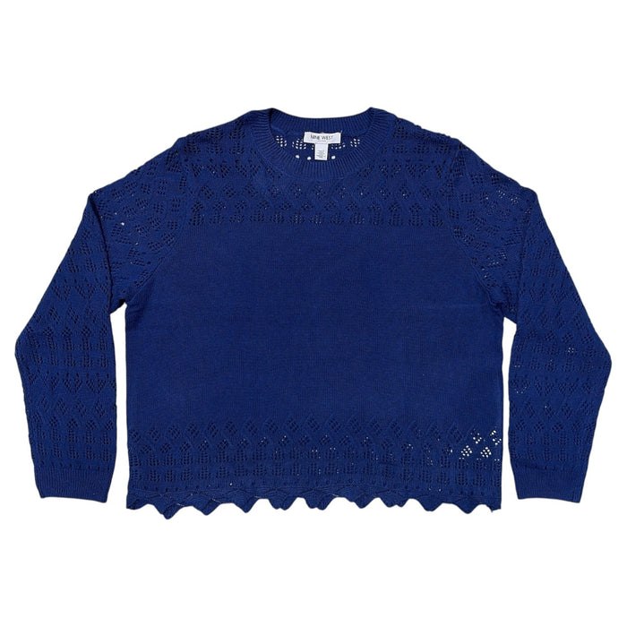 Nine West Women's Regular Fit Lightweight Crew Neck Pointelle Sweater
