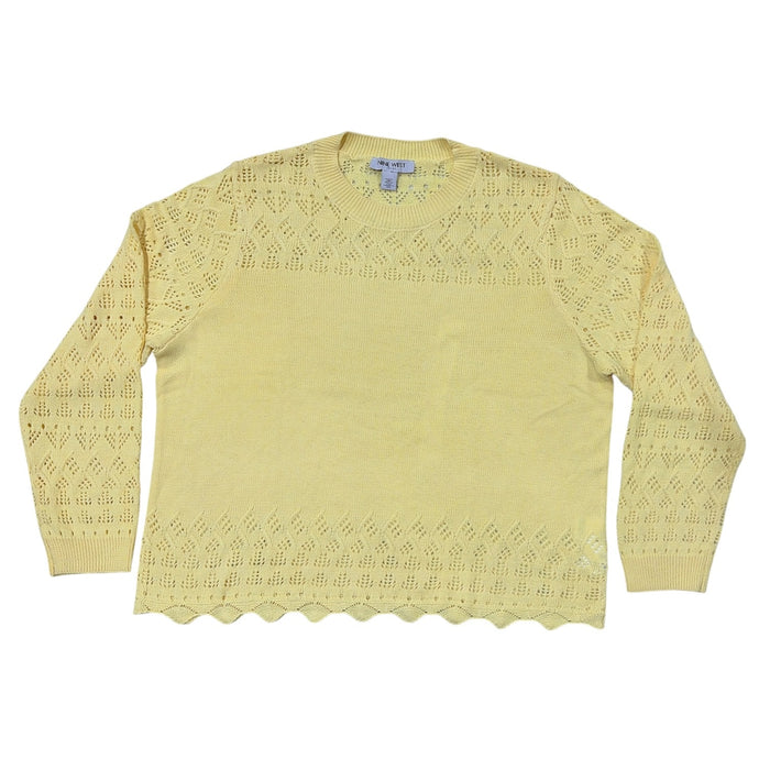 Nine West Women's Regular Fit Lightweight Crew Neck Pointelle Sweater