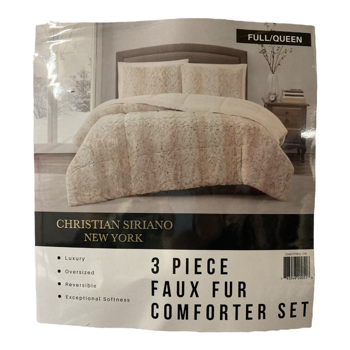 Christian Siriano New York Oversized Faux Fur 3 Piece Comforter Set, Full/Queen