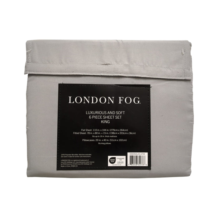 London Fog 6-Piece Luxurious & Ultra-Soft Microfiber Sheet Set, King