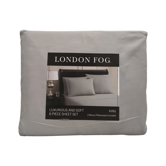 London Fog 6-Piece Luxurious & Ultra-Soft Microfiber Sheet Set, King