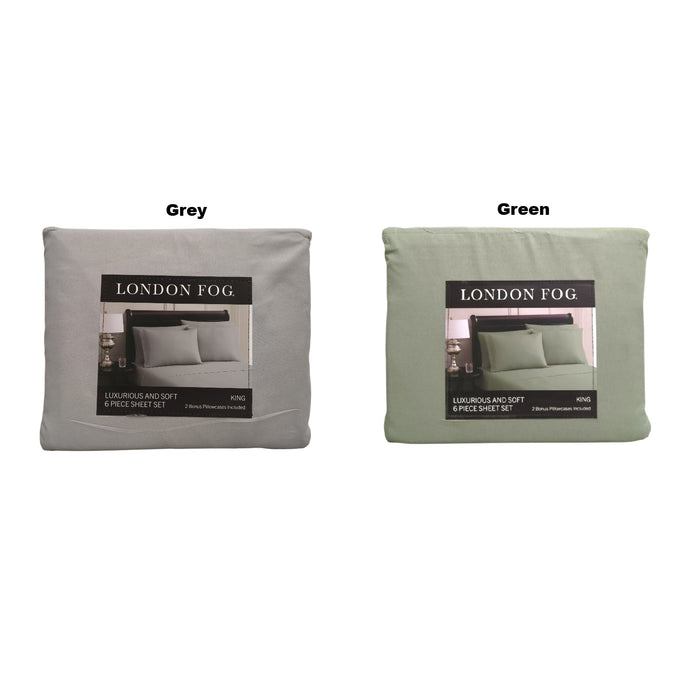 London Fog 6-Piece Luxurious & Ultra-Soft Microfiber Sheet Set, King