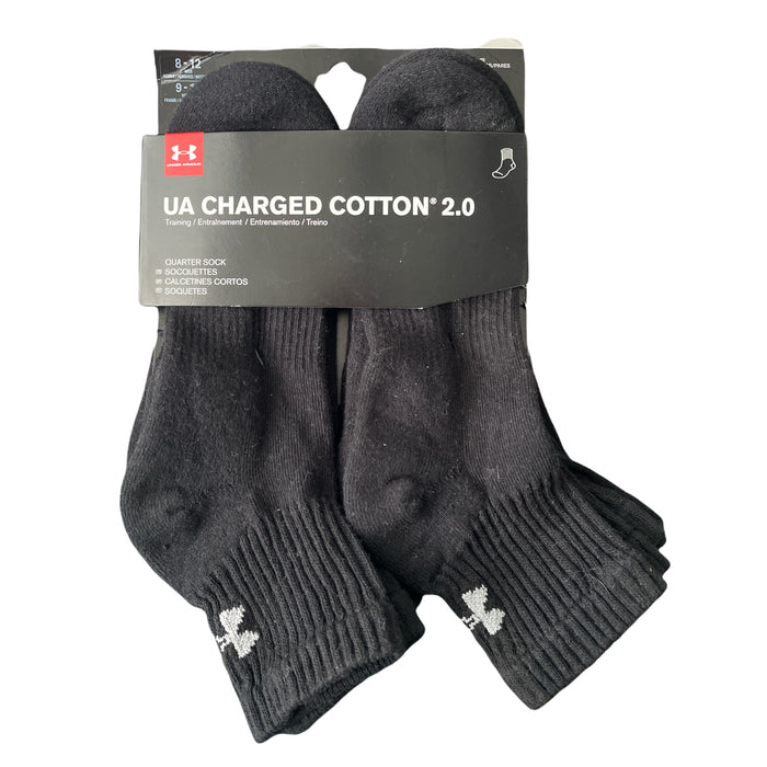 Under Armour Unisex Adult Sweat Wicking UA Cotton Blend Quarter Socks, 6 Pair