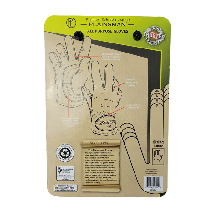 Plainsman Premium Cabretta Heavy Duty Tailored Fit Leather Gloves, 2 Pairs