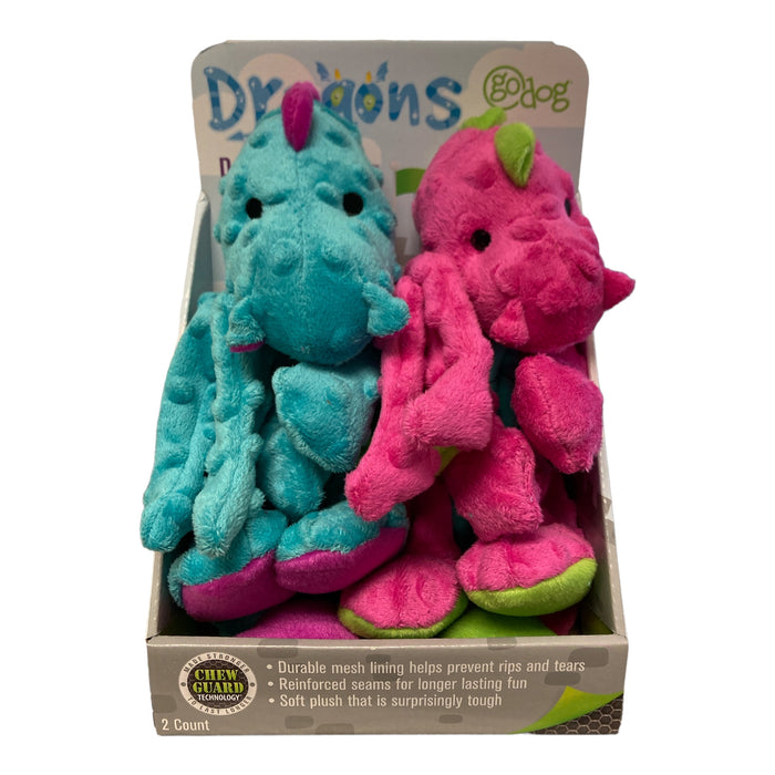 goDog Dragons Large Dog Toys with Chew Guard Technology, 2pk