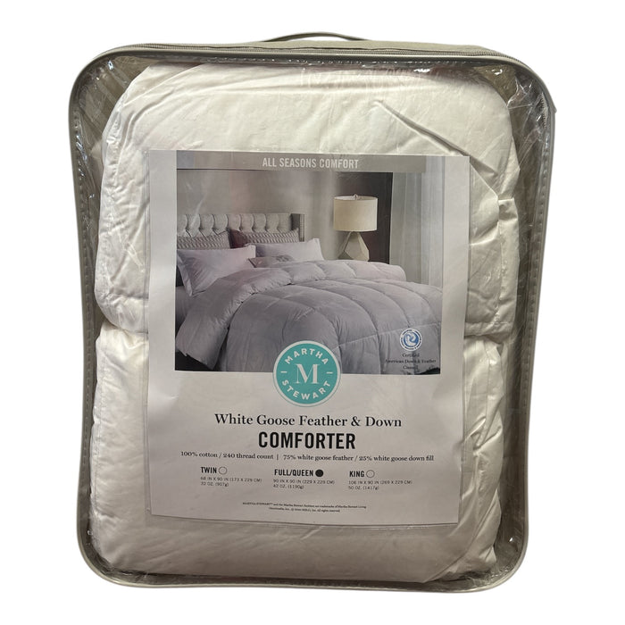 Martha Stewart White Goose Feather & Down Comforter, 240 TC, White, Full/Queen