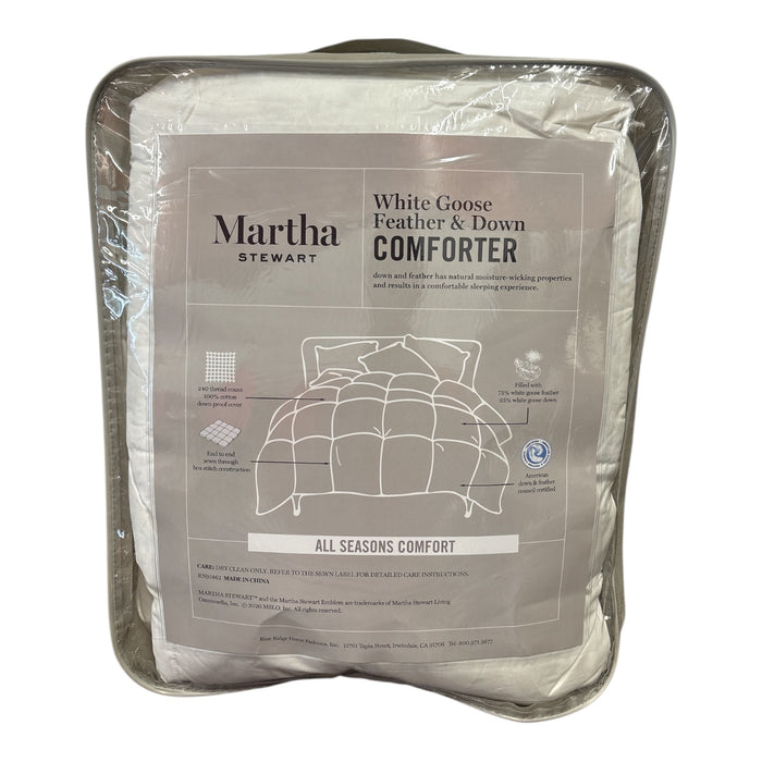 Martha Stewart White Goose Feather & Down Comforter, 240 TC, White, Full/Queen