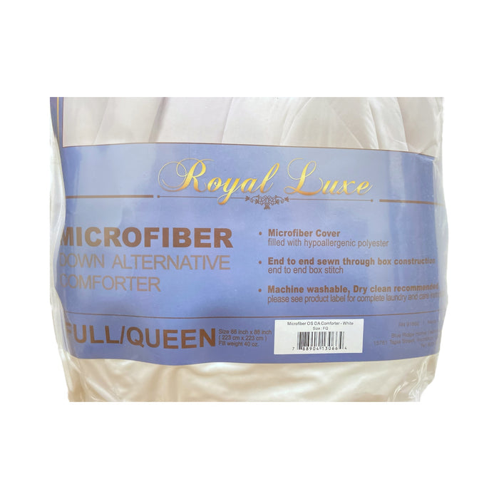 Royal Luxe Microfiber Down Alternative Comforter, White, Queen