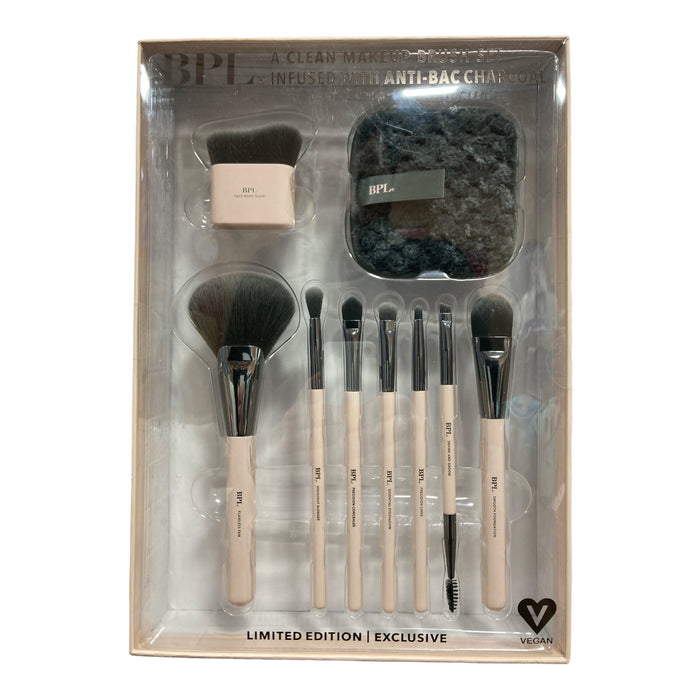 BPL 9-Piece Professional Makeup Artist Brush Collection with Anti-Bacterial Charcoal