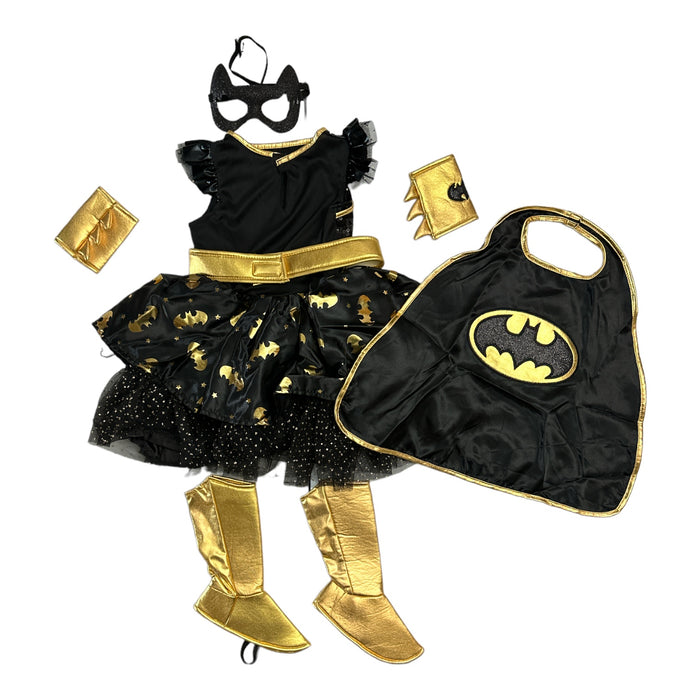 DC Batgirl Girl's Dress, Mask, Cape, Wrist Cuffs & Shoe Covers Costume Set