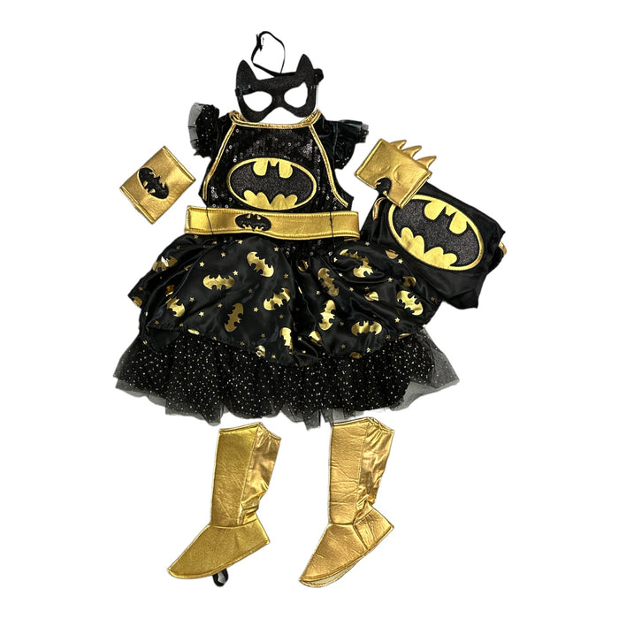 DC Batgirl Girl's Dress, Mask, Cape, Wrist Cuffs & Shoe Covers Costume Set