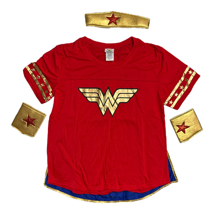 Wonder Woman Women's Crewneck T-shirt Scoop Hemline Costume Set