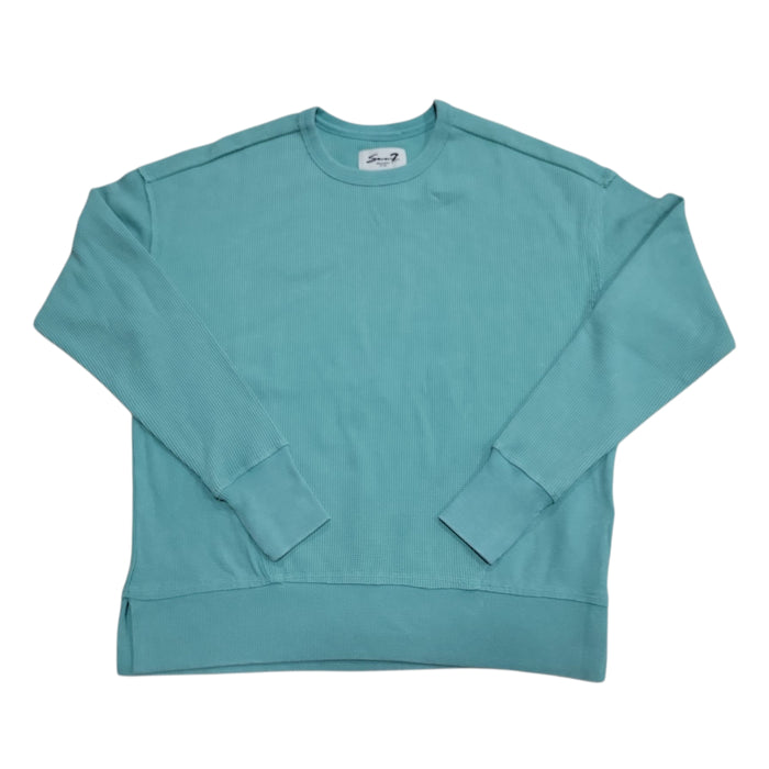 Seven7 Women's Long Sleeve Stretch Relaxed Fit Waffle Crewneck Top
